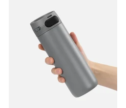 Термостакан X1 с цветной кнопкой, серый с черным