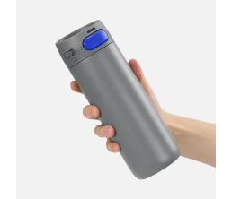 Термостакан X1 с цветной кнопкой, серый с синим