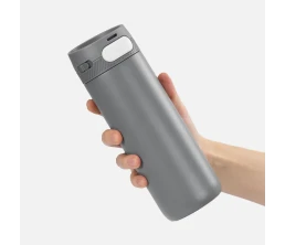 Термостакан X1 с цветной кнопкой, серый с белым