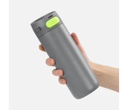 Термостакан X1 с цветной кнопкой, серый с желтым