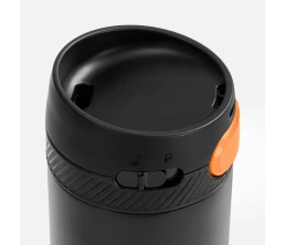 Термостакан X1 с цветной кнопкой, черный с оранжевым