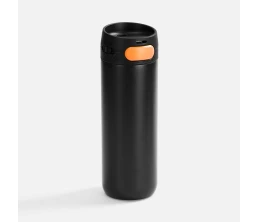 Термостакан X1 с цветной кнопкой, черный с оранжевым
