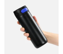 Термостакан X1 с цветной кнопкой, черный с синим