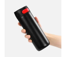 Термостакан X1 с цветной кнопкой, черный с красным