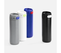 Термостакан X1 с цветной кнопкой, черный с белым