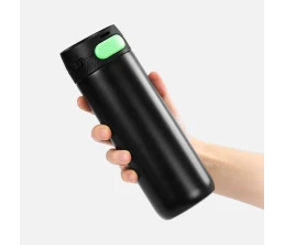 Термостакан X1 с цветной кнопкой, черный с зеленым