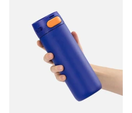 Термостакан X1 с цветной кнопкой, синий с оранжевым