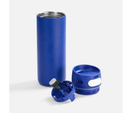 Термостакан X1 с цветной кнопкой, синий с белым