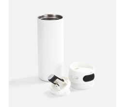 Термостакан X1 с цветной кнопкой, белый с черным