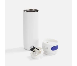 Термостакан X1 с цветной кнопкой, белый с синим