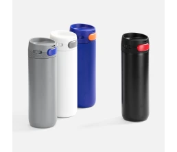 Термостакан X1 с цветной кнопкой, белый с серым