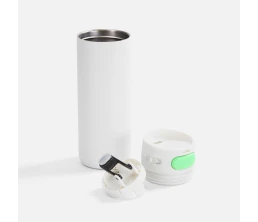 Термостакан X1 с цветной кнопкой, белый с зеленым