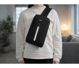 Сумка-слинг «Nomad» на одно плечо из водостойкого переработанного пластика, черный