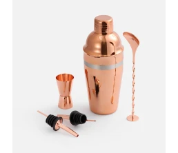 Набор для приготовления коктейлей Pourpour, медный с серебристой линией