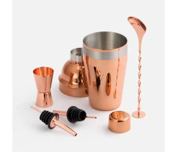 Набор для приготовления коктейлей Pourpour, медный с серебристой линией