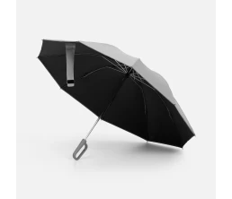 Зонт обратного сложения с ручкой-карабином Foldberry, серый