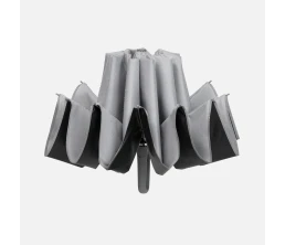 Зонт обратного сложения с ручкой-карабином Foldberry, серый