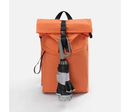 Зонт обратного сложения с ручкой-карабином Foldberry, серый