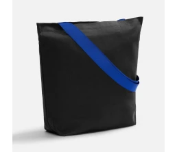 Шопер B5, черный с широкими синими ручками