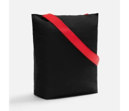 Шопер B5, черный с широкими красными ручками
