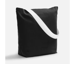 Шопер B5, черный с широкими белыми ручками