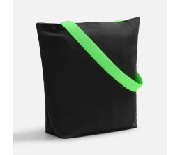 Шопер B5, черный с широкими зелеными ручками
