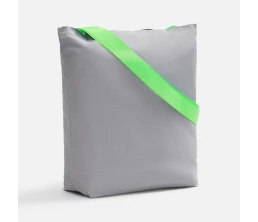 Шопер B5, серый с широкими зелеными ручками