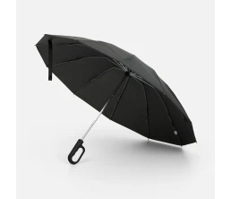 Зонт обратного сложения inLoop с ручкой-карабином, черный