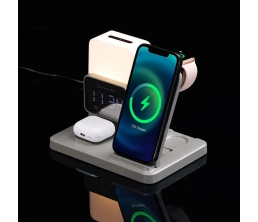 Зарядная станция с электронными часами и подсветкой Large Charge ver.3, серая