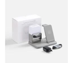 Зарядная станция с электронными часами и подсветкой Large Charge ver.3, серая
