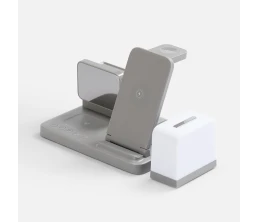 Зарядная станция с электронными часами и подсветкой Large Charge ver.3, серая