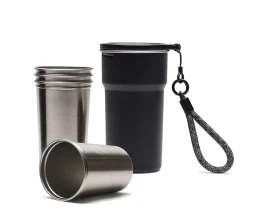 Термокружка VINGA Parks в комплекте с 4 кружками из нержавеющей стали