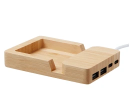 USB хаб «Memo», 2*USB, 2*Type C, бамбук