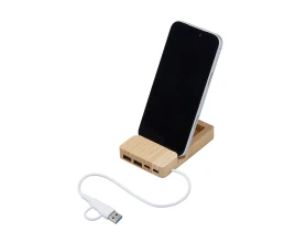 USB хаб «Memo», 2*USB, 2*Type C, бамбук