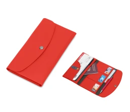 Органайзер для документов на кнопке с отделением для купюр и ручки, упаковка в индивидуальный пакет, красный/серый