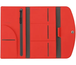 Органайзер для документов на кнопке с отделением для купюр и ручки, упаковка в индивидуальный пакет, красный/серый