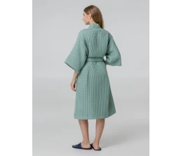 Халат вафельный женский Boho Kimono, зеленая мята