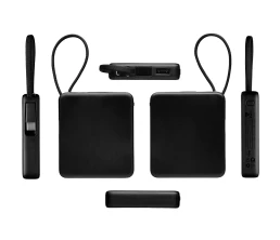 Внешний аккумулятор со встроенным кабелем USB-C «Дэнси», 5000 мАч, черный