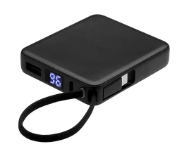 Внешний аккумулятор со встроенным кабелем USB-C «Дэнси», 5000 мАч, черный