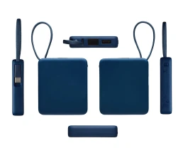 Внешний аккумулятор со встроенным кабелем USB-C «Дэнси», 5000 мАч, темно-синий