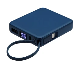 Внешний аккумулятор со встроенным кабелем USB-C «Дэнси», 5000 мАч, темно-синий