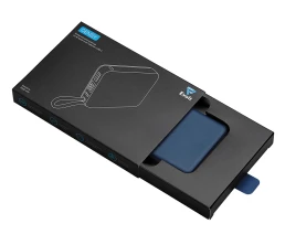 Внешний аккумулятор со встроенным кабелем USB-C «Дэнси», 5000 мАч, темно-синий