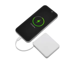 Внешний аккумулятор со встроенным кабелем USB-C «Дэнси», 5000 мАч, белый