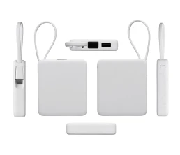 Внешний аккумулятор со встроенным кабелем USB-C «Дэнси», 5000 мАч, белый