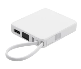 Внешний аккумулятор со встроенным кабелем USB-C «Дэнси», 5000 мАч, белый