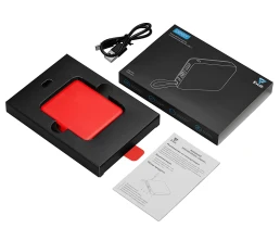 Внешний аккумулятор со встроенным кабелем USB-C «Дэнси», 5000 мАч, красный