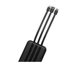 Магнитный беспроводной внешний аккумулятор со встроенными кабелями «Мэни»,быстаря зарядка, 10000 мАч, черный