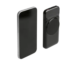 Магнитный беспроводной внешний аккумулятор со встроенными кабелями «Мэни»,быстаря зарядка, 10000 мАч, черный