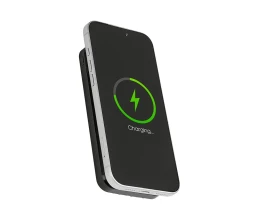 Магнитный беспроводной внешний аккумулятор со встроенными кабелями «Мэни»,быстаря зарядка, 10000 мАч, черный