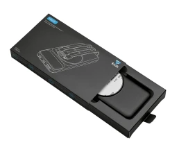 Магнитный беспроводной внешний аккумулятор со встроенными кабелями «Мэни»,быстаря зарядка, 10000 мАч, черный